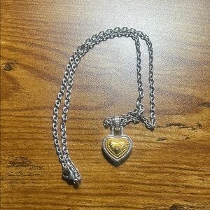Silver and Gold Heart Pendant Necklace